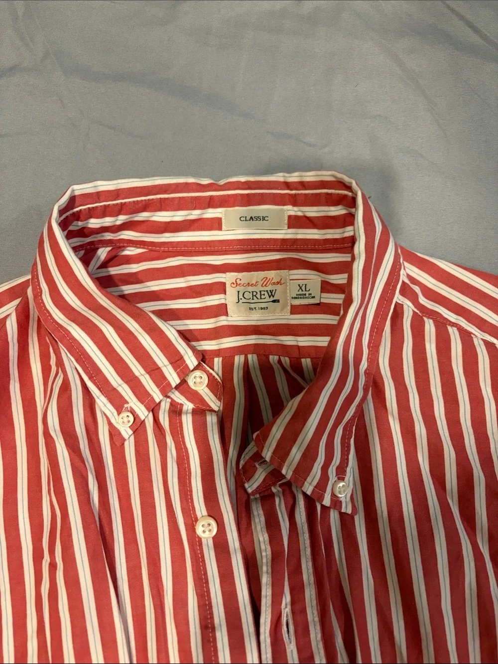 JCrew Men’s Red & White Striped Button-Down Shirt